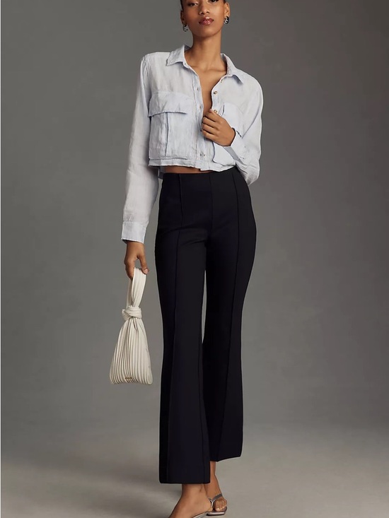 Maeve Pants - Anthropologie Maeve The Margot Kick Flare Cropped Pant Pull-On Black size S